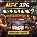 Dwóch bokserów w klatce UFC, tekst "UFC 326 Gdzie oglądać? Transmisja TV i online".
